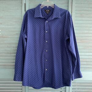 APT.9  Premiere Flex Slim Fit Button Up Shirt ~ Sz 18 34/35 ~ Blue & White